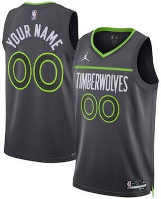 Men's Minnesota Timberwolves Custom Black Statement Heat Press Jersey