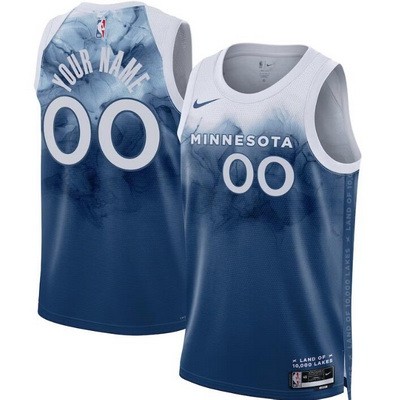 Men's Minnesota Timberwolves Custom Blue 2023 City Icon Heat Press Jersey