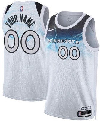 Men's Minnesota Timberwolves Custom White 2024 City Heat Press Jersey