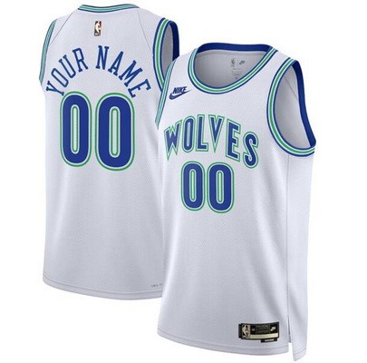 Men's Minnesota Timberwolves Custom White Classic Icon Heat Press Jersey