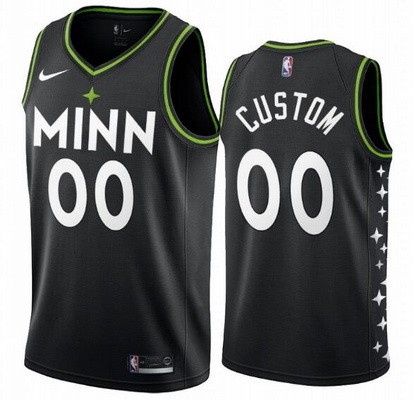 Men's Minnesota Timberwolves Customized Black 2021 City Stitched Swingman Jersey