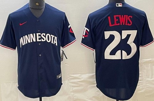 Men's Minnesota Twins #23 Royce Lewis Navy Cool Base Jersey