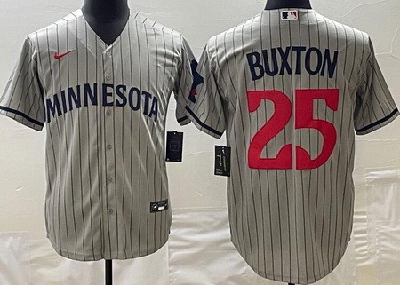 Men's Minnesota Twins #25 Byron Buxton Gray Cool Base Jersey