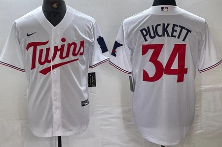Men's Minnesota Twins #34 Kirby Puckett White Cool Base Jersey