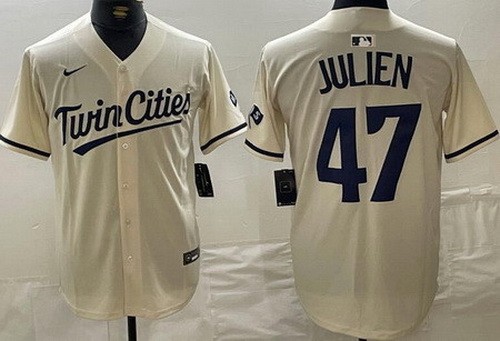 Men's Minnesota Twins #47 Edouard Julien Cream Limited Jersey