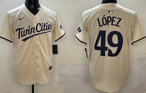 Men's Minnesota Twins #49 Pablo Lopez Cream Limited Jersey
