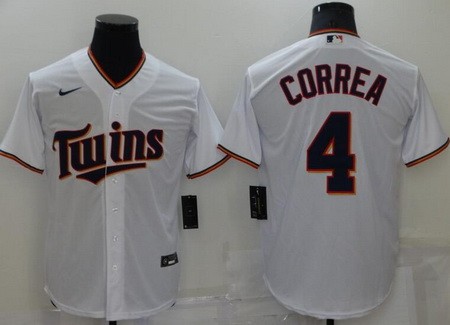 Men's Minnesota Twins #4 Carlos Correa White Cool Base Jersey