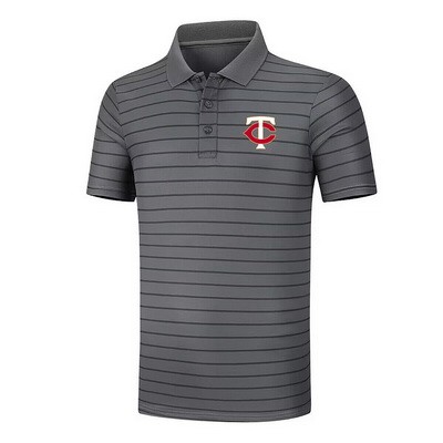 Men's Minnesota Twins Anthracite Collection Striped Performance Pique Polo