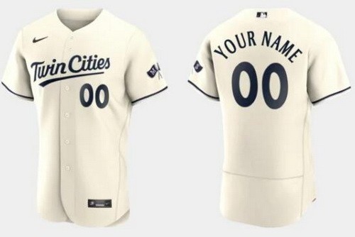Men's Minnesota Twins Customized Cream Alternate Authentic Jersey