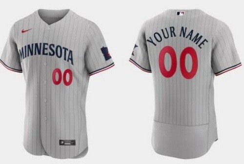Men's Minnesota Twins Customized Gray Road Authentic Jersey