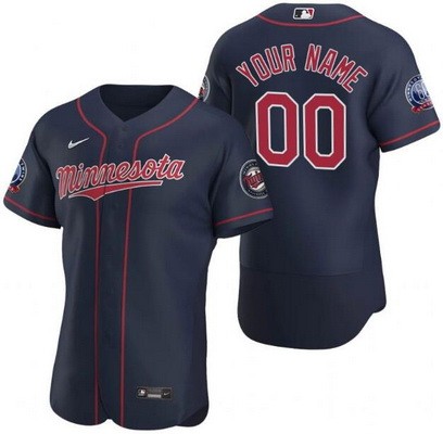Men's Minnesota Twins Customized Navy Alternate 60th Anniversary Authentic Jersey