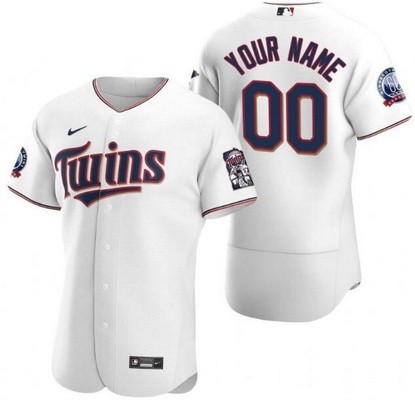 Men's Minnesota Twins Customized White 60th Anniversary Authentic Jersey