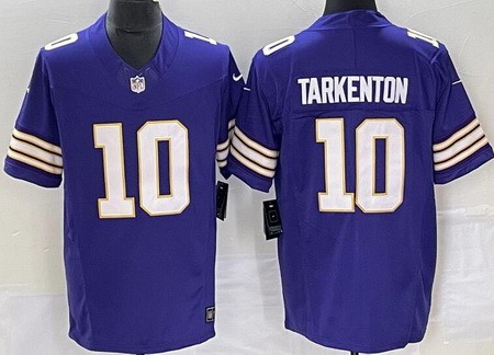 Men's Minnesota Vikings #10 Fran Tarkenton Limited Purple Classic FUSE Vapor Jersey