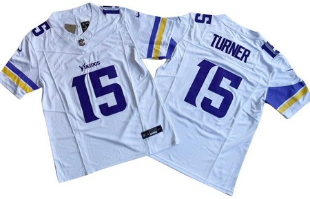 Men's Minnesota Vikings #15 Dallas Turner Limited White FUSE Vapor Jersey