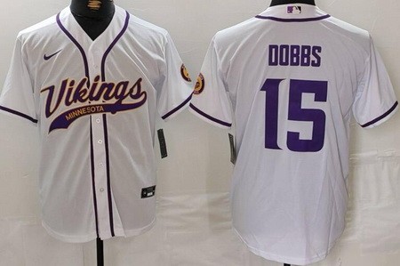 Men's Minnesota Vikings #15 Dallas Turner Limited White Fashion Baseball Jersey