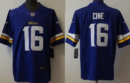 Men's Minnesota Vikings #16 Lewis Cine Limited Purple Vapor Jersey