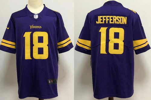 Men's Minnesota Vikings #18 Justin Jefferson Limited Purple Throwback Vapor Jersey