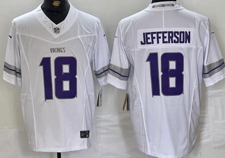 Men's Minnesota Vikings #18 Justin Jefferson Limited White Alternate FUSE Vapor Jersey