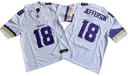 Men's Minnesota Vikings #18 Justin Jefferson Limited White FUSE Vapor Jersey