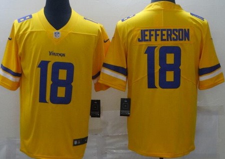 Men's Minnesota Vikings #18 Justin Jefferson Limited Yellow Inverted Vapor Jersey