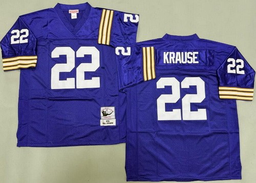 Men's Minnesota Vikings #22 Paul Krause Purple 1975 Throwback Jersey