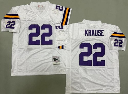 Men's Minnesota Vikings #22 Paul Krause White 1975 Throwback Jersey