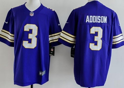 Men's Minnesota Vikings #3 Jordan Addison Limited Purple Classic Vapor Jersey