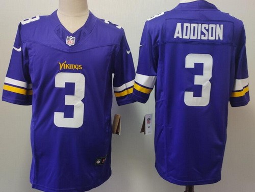 Men's Minnesota Vikings #3 Jordan Addison Limited Purple FUSE Vapor Jersey
