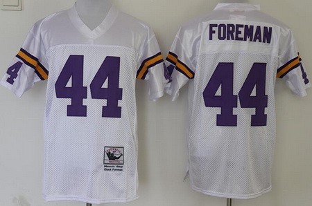 Men's Minnesota Vikings #44 Chuck Foreman White Throwback Jersey