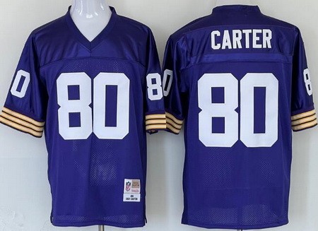 Men's Minnesota Vikings #80 Cris Carter Purple Throwback Jersey