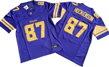 Men's Minnesota Vikings #87 TJ Hockenson Limited Purple FUSE Rush Color Jersey