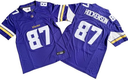 Men's Minnesota Vikings #87 TJ Hockenson Limited Purple FUSE Vapor Jersey