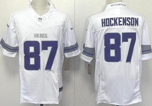 Men's Minnesota Vikings #87 TJ Hockenson Limited White Alternate FUSE Vapor Jersey