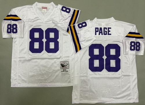 Men's Minnesota Vikings #88 Alan Page White 1975 Throwback Jersey