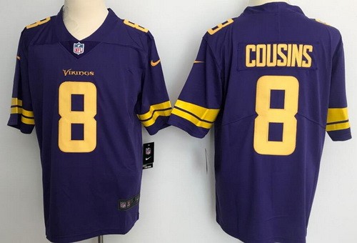 Men's Minnesota Vikings #8 Kirk Cousins Limited Purple Rush Jersey