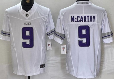 Men's Minnesota Vikings #9 JJ McCarthy Limited White Alternate FUSE Vapor Jersey