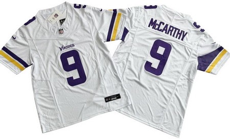 Men's Minnesota Vikings #9 JJ McCarthy Limited White FUSE Vapor Jersey