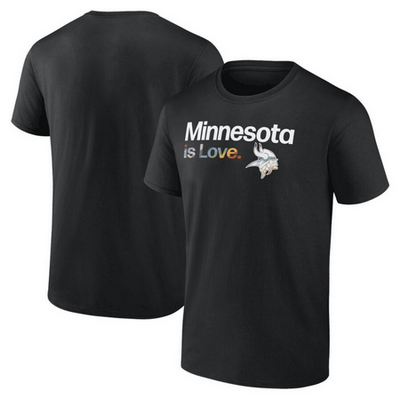 Men's Minnesota Vikings Black City Pride Team V Neck T Shirt