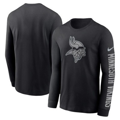 Men's Minnesota Vikings Black RFLCTV Long Sleeve T Shirt