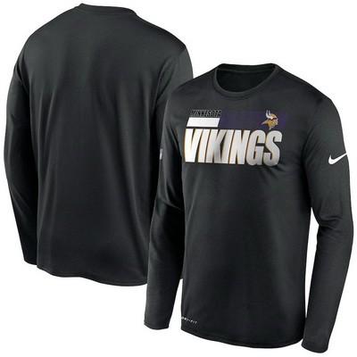 Men's Minnesota Vikings Black Sideline Impact Legend Performance Long Sleeves T Shirt 602