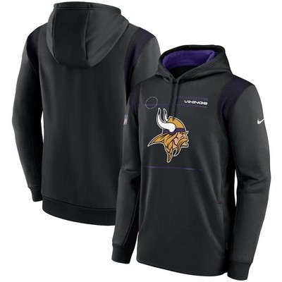 Men's Minnesota Vikings Black Sideline Logo Performance Pullover Hoodie