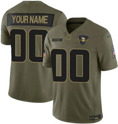 Men's Minnesota Vikings Custom Limited Green 2025 Salute To Service Jersey