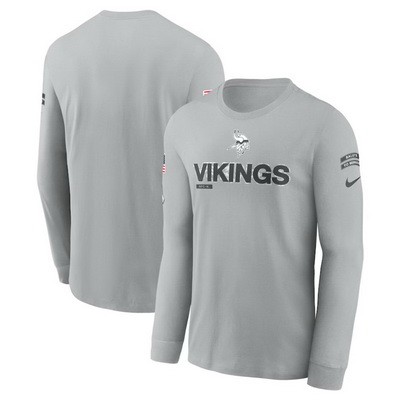 Men's Minnesota Vikings Gray 2024 Salute To Service Long Sleeve T Shirt
