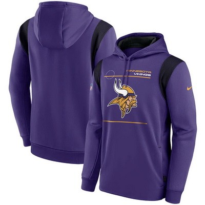 Men's Minnesota Vikings Purple Sideline Logo Performance Pullover Hoodie
