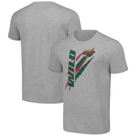 Men's Minnesota Wild Starter Gray Color Scratch T Shirt