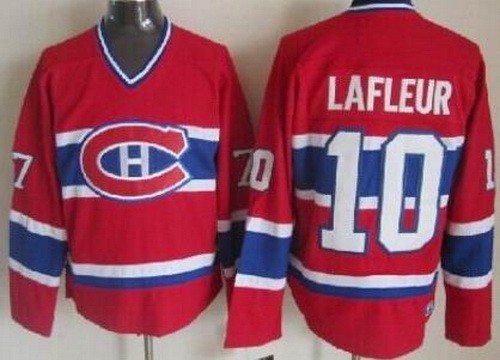 Men's Montreal Canadiens #10 Guy Lafleur Red Throwback Jersey