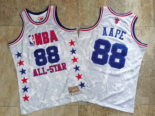 Men's NBA #88 AAPE White All Star Hardwood Classics Authentic Jersey