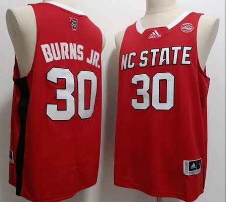Men's NC State Wolfpack #30 DJ Burns Jr Red College Basketball Jersey