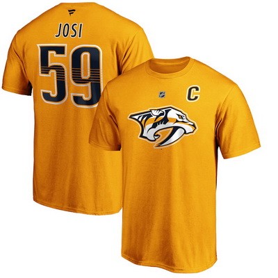 Men's Nashville Predators #59 Roman Josi Yellow Printed T Shirt 112657