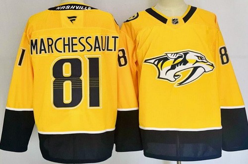 Men's Nashville Predators #81 Jonathan Marchessault Yellow Authentic Jersey